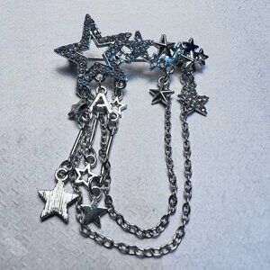Starry Bar pin with crystals and chains